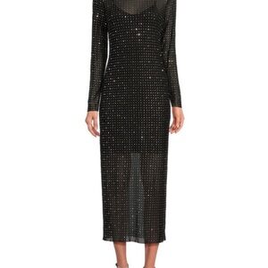 Gianni Bini Black Long Sleeve Sheer Dress